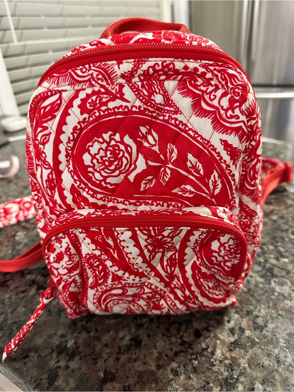 Vera Bradley Red and White Floral Mini Backpack